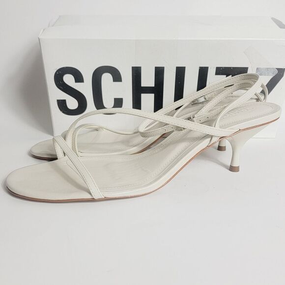 NEW Schutz Helene Kitten Heel Strappy Gladiayor Sandal in Pearl White SIZE 11 - Picture 9 of 11